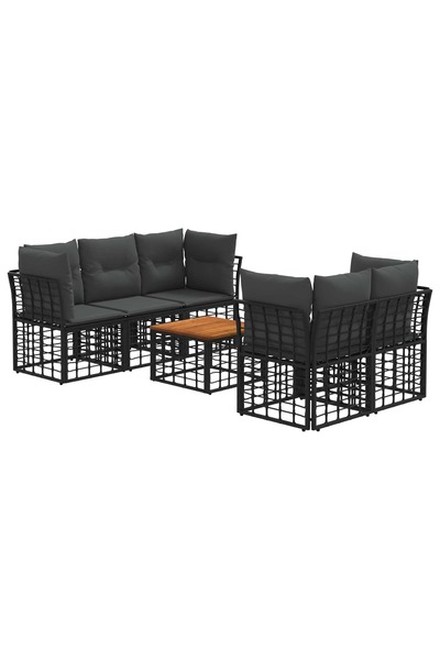 Syfax Set de canapele de exterior 6 buc. Negru si Gri inchis