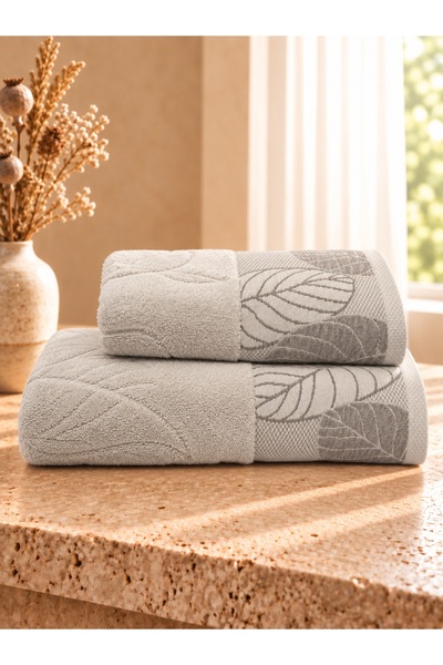 Evra 2'li Microcotton Banyo Seti | Yaprak 90x150 - 50x90 Cm - Yüksek Su Emici
