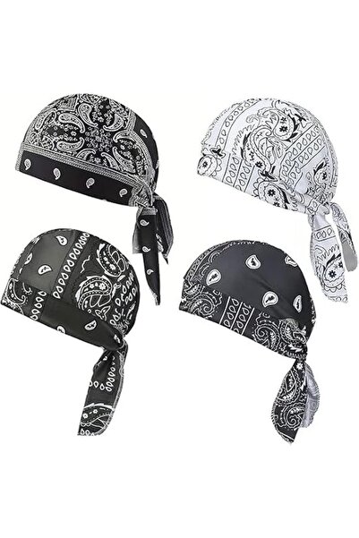 Yelajoy 4-Pack Sweat Wicking Beanie Cap Set, Cooling Headscarf Cap, Pirate Ha...