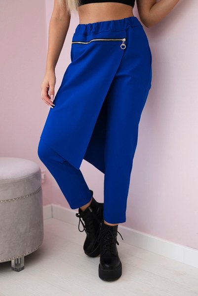 Kesi Pantaloni Punto Milano de iarnă cu fermoar decorativ albastru Halloween