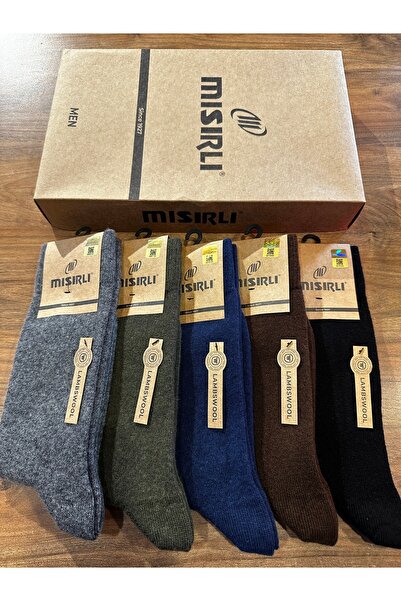 Mısırlı Lambswool seamless comfortable lamb wool men's winter socks 5-pack