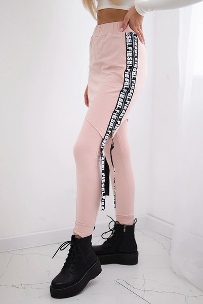 Kesi Pantaloni de damă roz închis cu fustă atașată și fermoare