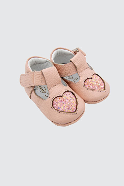 Beybium Alina Genuine Leather Heart First Step Baby Shoes Powder