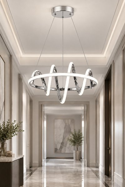 Ulucam Aydınlatma Güney Gümüş 3 Renk LED Avize Modern Salon ve Yemek Odası Ay...