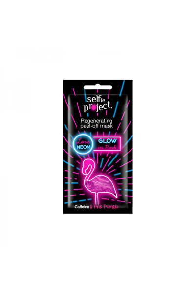 Selfie Project Mască peel-off regenerantă Glow in Pink, cofeină, 10 ml