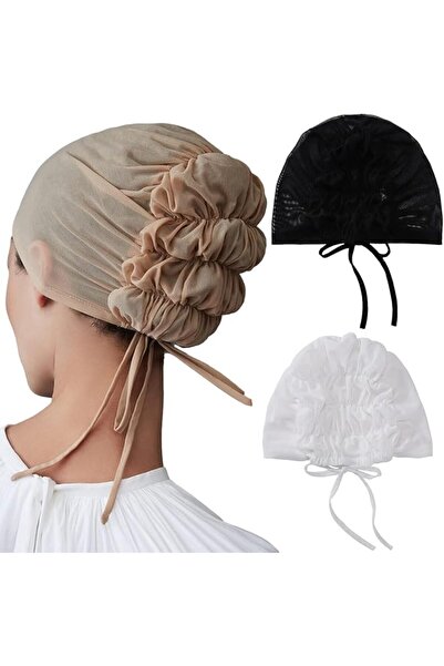 Yelajoy 3pcs Breathable Mesh Elastic Inner Cap，Muslim Undercap Hijab，with Ela...