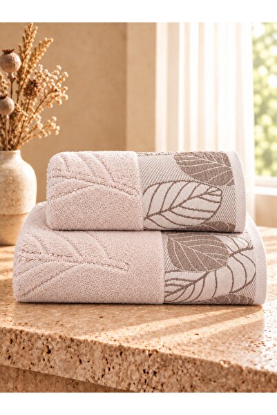 Evra 2'li Microcotton Banyo Seti | Yaprak 90x150 - 50x90 Cm - Yüksek Su Emici