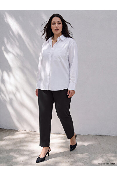 LC Waikiki Nevavm with a Difference Lcw Curve Black Plus Size Women's Pleated...