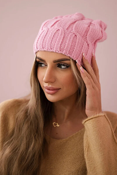 Kesi Căciulă roz de damă, de iarnă, din fleece, versatilă