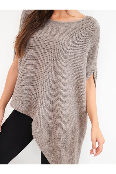Kesi Poncho asimetric Fango din amestec de lână mohair, cu decolteu larg