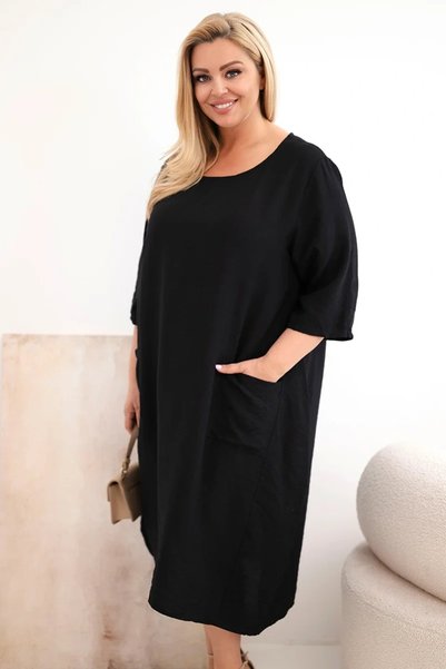 Kesi Rochie supradimensionată din viscoză, mărimi mari, cu buzunare, mânecă s...