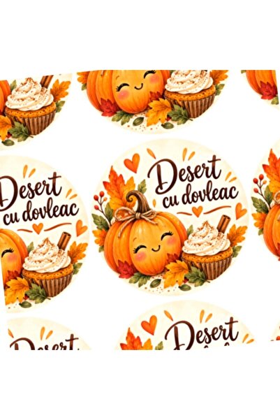 Decoratiuni Dulci Etichete autoadezive Desert cu DOVLEAC - 4cm - 23buc