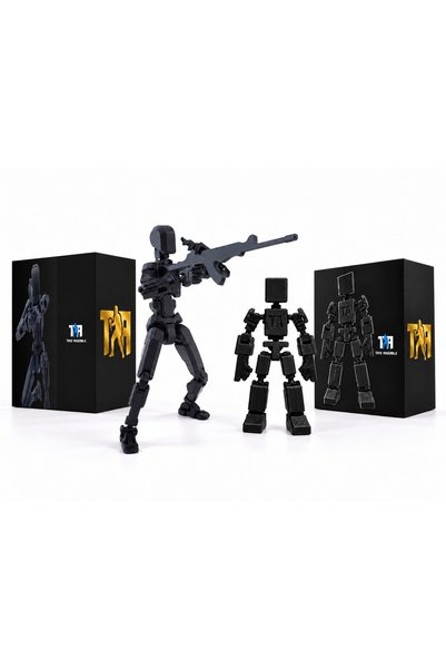 - İkili Paket - Classic Guy & Mini Guy - Siyah - Tam Eklemli Pozlanabilir Aksiyon Figürü