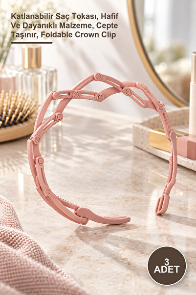Yenilig 3 Pieces Foldable Crown Clip – Foldable Hair Clip, Lightweight and Du...
