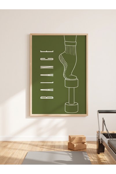 Creatick Design Reformer Pilates ve Yoga Salonu Tablosu Ham Ahşap Çerçeveli M...
