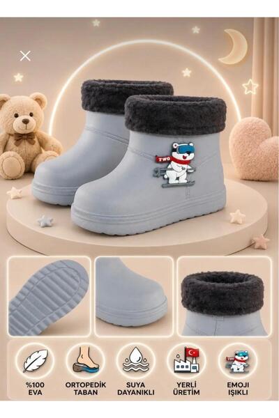 Twingomax Çocuk Kışlık Emojili Işıklı Konforlu Yağmur Çizmesi Unisex