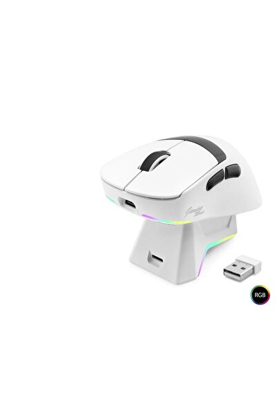Skygo Kablosuz Gaming Rgb Mouse Şarj Standlı - Beyaz MF1216W