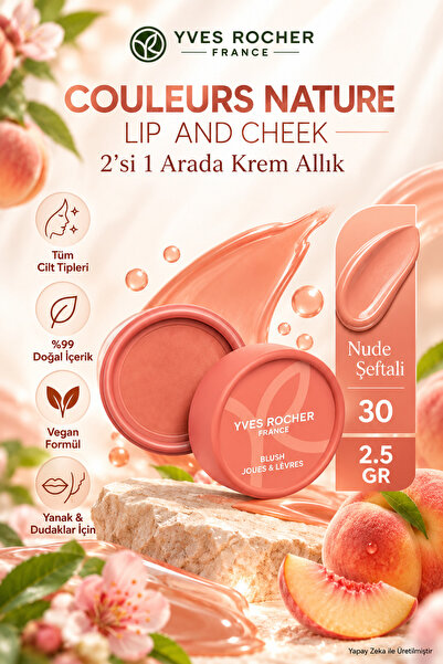 Yves Rocher Dudak Ve Yanak İçin E Vitaminli Krem Allık - Doğal Bitişli 2'si 1...