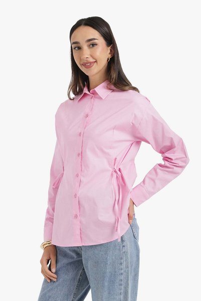 CARINA Karina Shirt with Side Drawstring - White