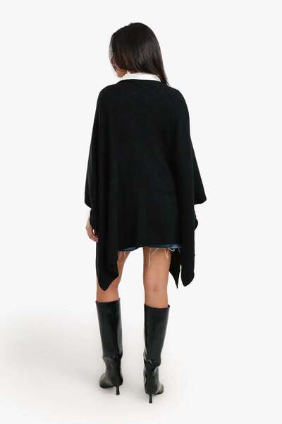 CARINA Carina Asymmetrical Buttoned Poncho - Navy
