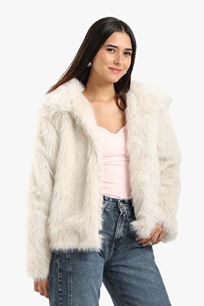 CARINA Carina Open Neck Sherpa Coat - Medium Beige