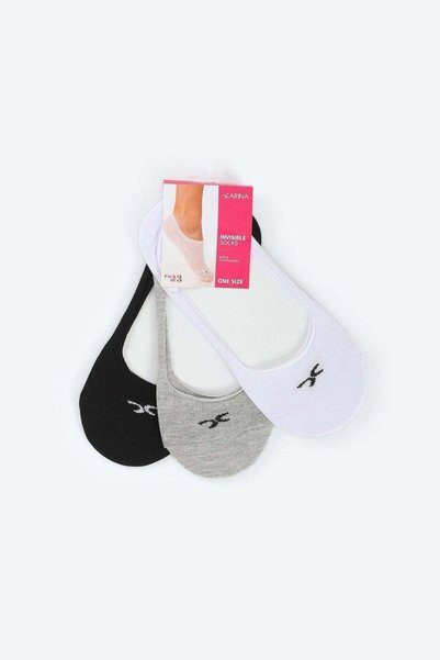 CARINA Carina 3-Pack Invisible Cotton Socks - Dark Gray