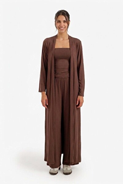 CARINA Carina Long Viscose Cardigan - Cozy Story for the Home - Dark Brown