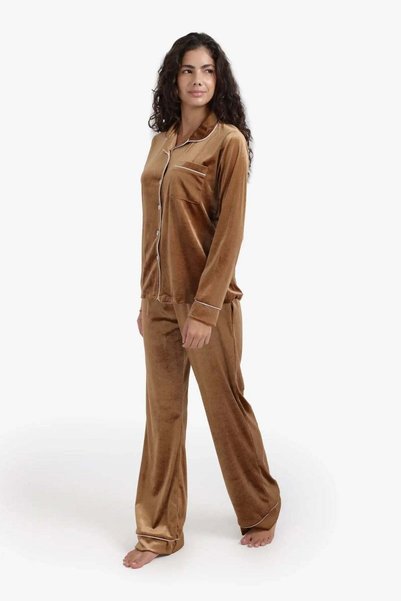 CARINA Karina Classic Velvet Pajama Set - Golden Orange