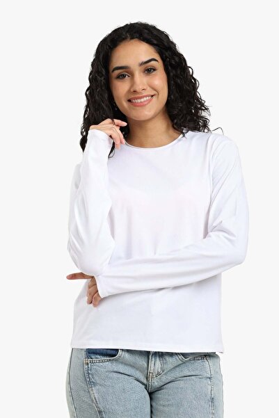 CARINA Carina Plain Long Sleeve T-Shirt - Off White