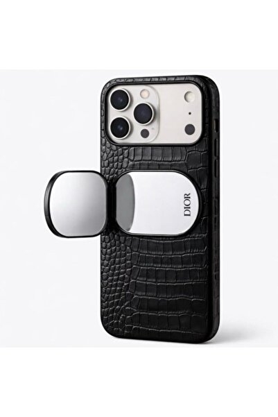 Apple iPhone 17 Pro Max Uyumlu Siyah Luxury Snake Deri Görünmlü Aynalı Kılıf