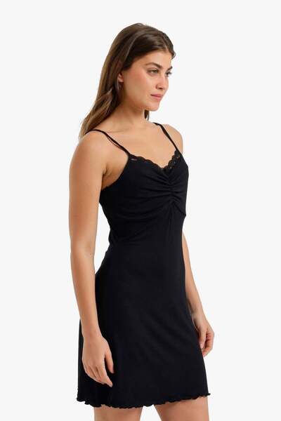 CARINA Karina Heart Collar Nightgown - Black