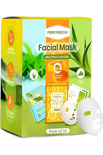 ferrygrow Face Sheet Mask | 3 Variants: Aloe Vera, Orange Vitamin C, Green Te...