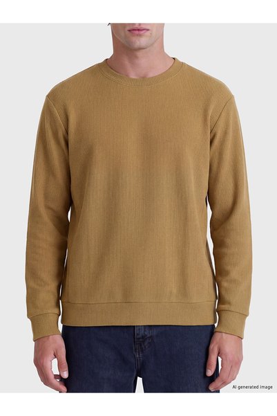 LC Waikiki Yellow Crew Neck Men's Sweatshirt