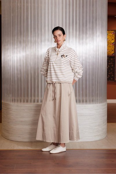 Missemramiss 5380 Striped Sweatshirt Skirt Set