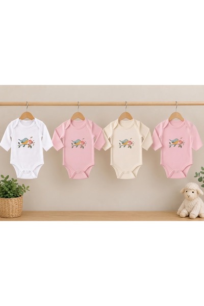 %100 Pamuk 4 LÜ SET Bebek Çıtçıtlı Body 3AY