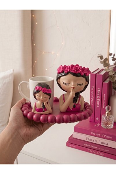 sutasarimevi Handmade Pink Flower Girl Themed Porcelain Cup and Presentation ...