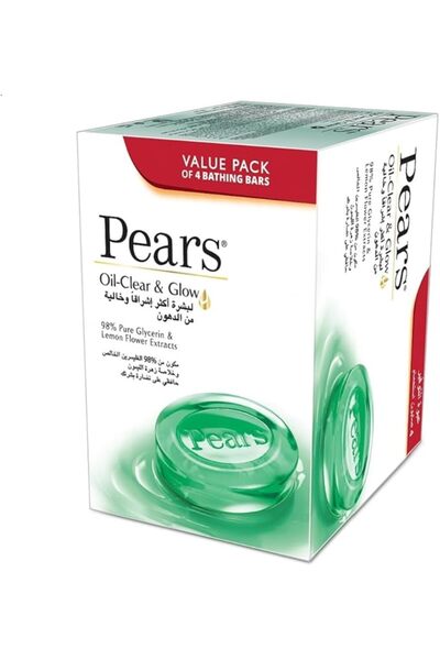 Pears صابون أويل كلير آند جلو، عبوة من 4 قطع