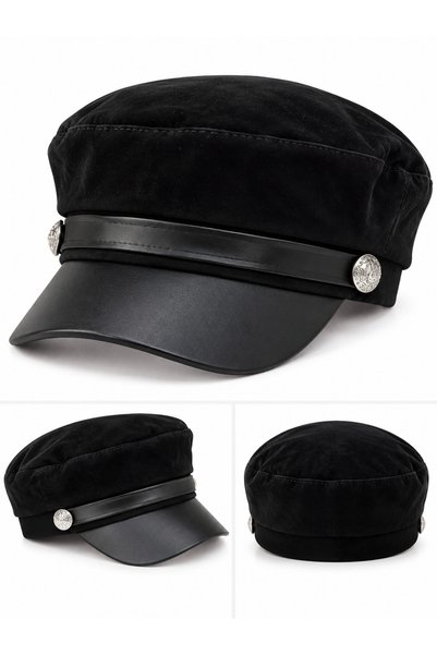 derikem Women's Suede Winter Newsboy Cap Captain Hat