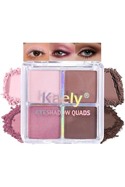 Kaely باليت ظلال عيون بودرة رباعي الألوان، باليت ظلال عيون شفافة بلون نيود لا...