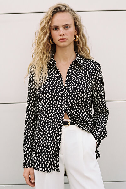 Sateen Patterned Shirt - Black