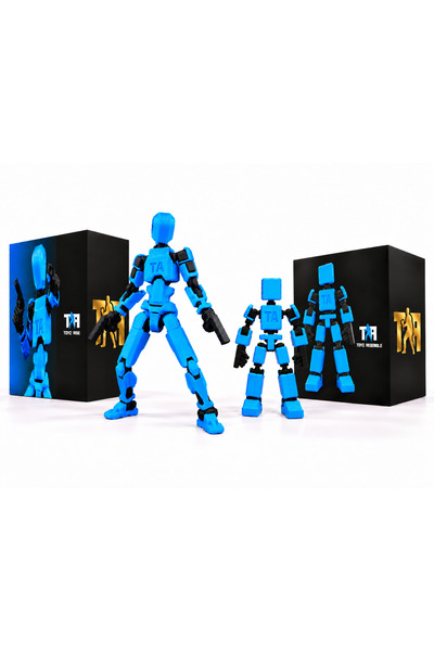 - İkili Paket - Classic Guy & Mini Guy - Mavi - Tam Eklemli Pozlanabilir Aksiyon Figürü