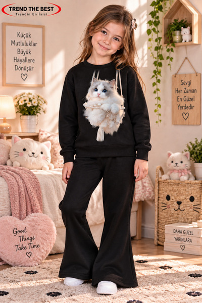 TREND THE BEST Trendin En İyisi Winter, Spring, and Autumn Girls' Black Spani...