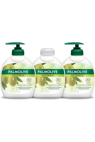 Palmolive مضخة صابون سائل لليدين، زيتون وحليب، 3 × 300 مل