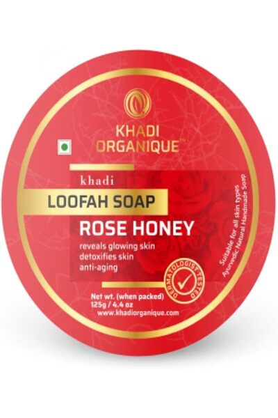 Khadi Organique صابون اللوفة بالورد والعسل المصنوع يدويًا 125 جرام