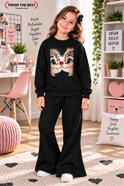 TREND THE BEST Trendin En İyisi Winter, Spring, and Autumn Girls' Black Spani...