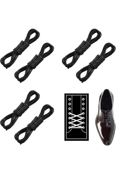 SWIUKPHE Round Black Shoe Laces,Waxed Shoelaces Cotton Material Shoelaces Ult...