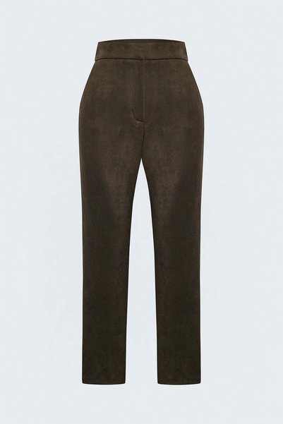 Sateen Pantaloni din piele intoarsa - Maro