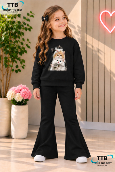 TREND THE BEST Trendin En İyisi Winter, Spring, and Autumn Girls' Black Spani...