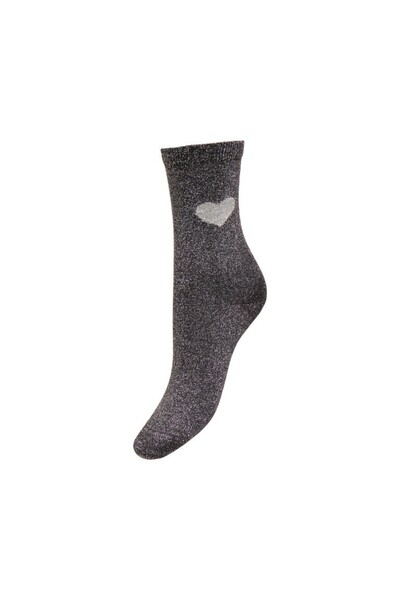 ONLY Women's Brown Onlnorma Glıtter Heart Sock Acc Socks