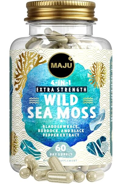 Maju Superfoods MAJU 4-in-1 Organic Sea Moss Capsules, Wild Chondrus Crispus,...